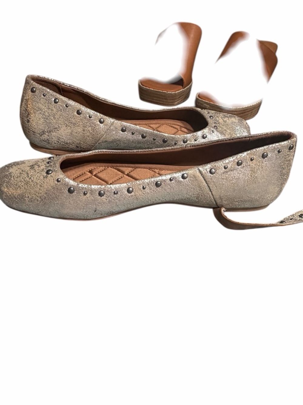 Free People Silver Metallic Studded Ballet Flats - Picture 5 of 13